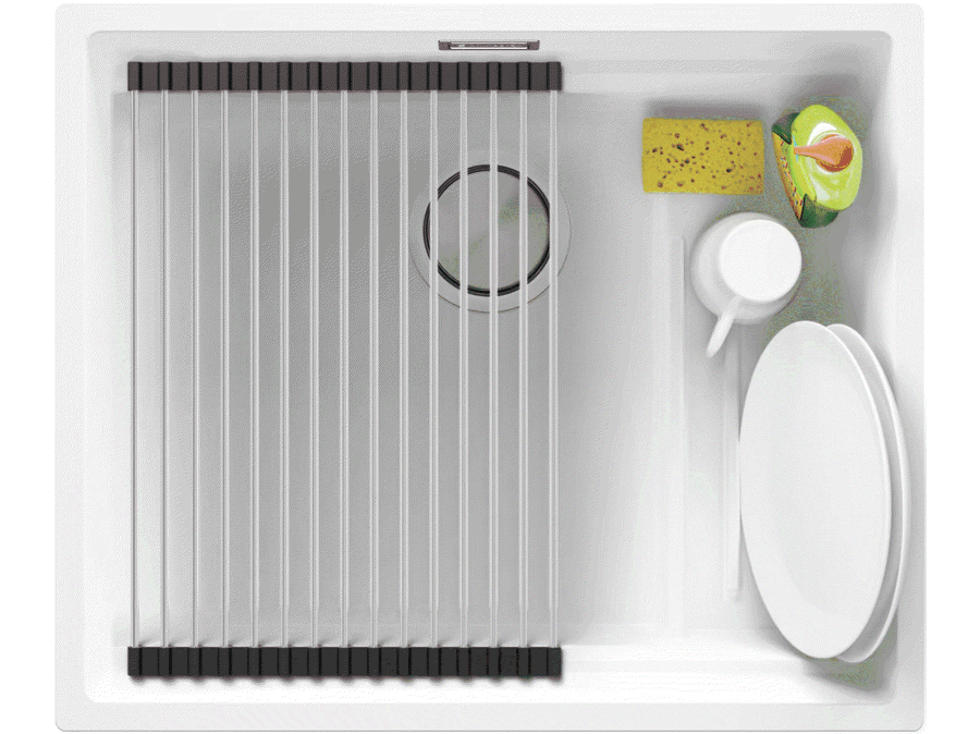 Zlewozmywak podwieszany jednokomorowy z wewnętrznym ociekaczem 60 cm Praga Step Level - biały
