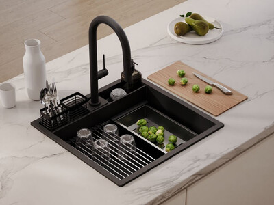 Zlewozmywak jednokomorowy 60 cm Bergen Double Pocket Multilevel