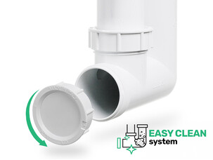 Syfon Save Space + Easy Clean jednokomorowy manualny z maskownicą - okrągły przelew