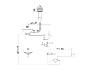 Syfon Save Space + Easy Clean jednokomorowy manualny - prostokątny przelew