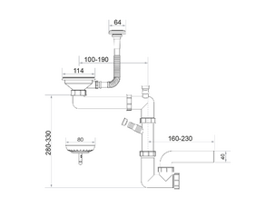 Syfon Save Space + Easy Clean jednokomorowy manualny - pionowy przelew