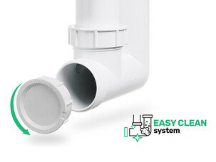Syfon Save Space + Easy Clean dwukomorowy manualny - prostokątny przelew