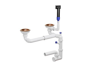 Syfon Save Space + Easy Clean dwukomorowy manualny - prostokątny przelew