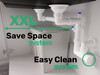 Syfon Save Space + Easy Clean dwukomorowy manualny z maskownicą - prostokątny przelew