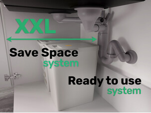 Syfon Save Space dwukomorowy teleskopowy manualny - pionowy przelew