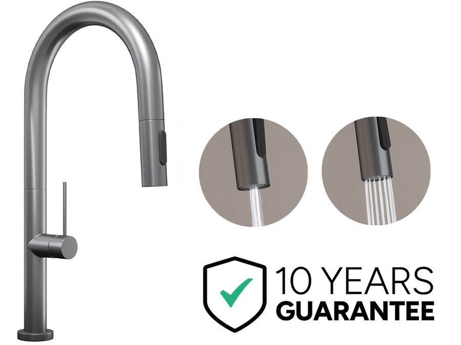 Bateria kuchenna z wyciąganą wylewką 2 typy strumienia 9020 Slim Primagran - Gun Metal